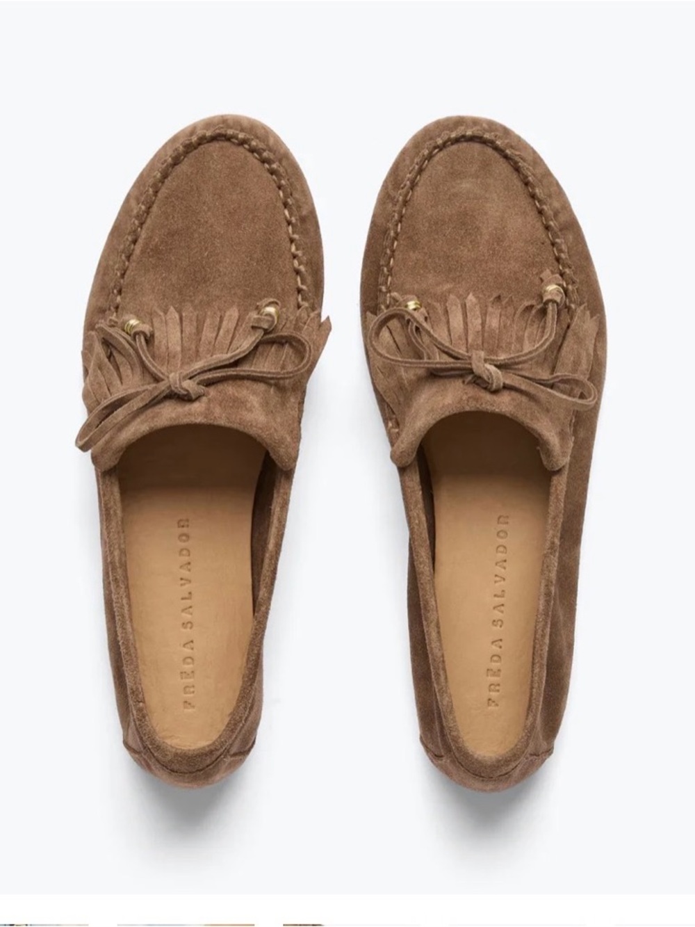 Freda Salvador Celeste Suede Fringe Loafer Sesame 7